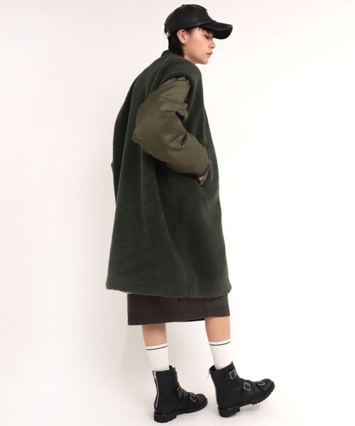 RNA（アールエヌエー）の「C0742 ボアコンビＭＡ－１コート（モッズコート・レディース・ブラック/カーキ/レオパード・MEDIUM）」の7枚目の写真