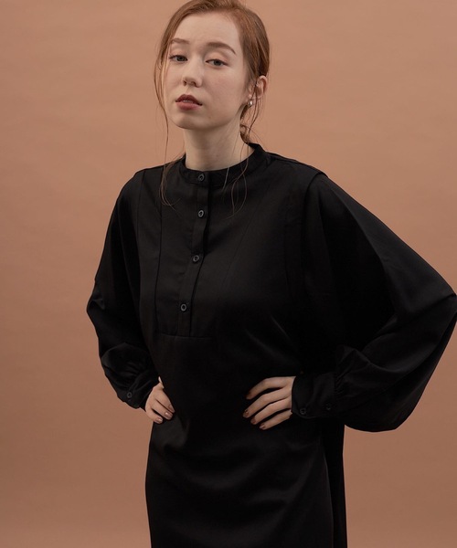 hinari（ヒナリ）の「ボリュームスリーブワンピース（ワンピース・レディース・ブラック/アイボリー/マスタード・FREE）」の13枚目の写真