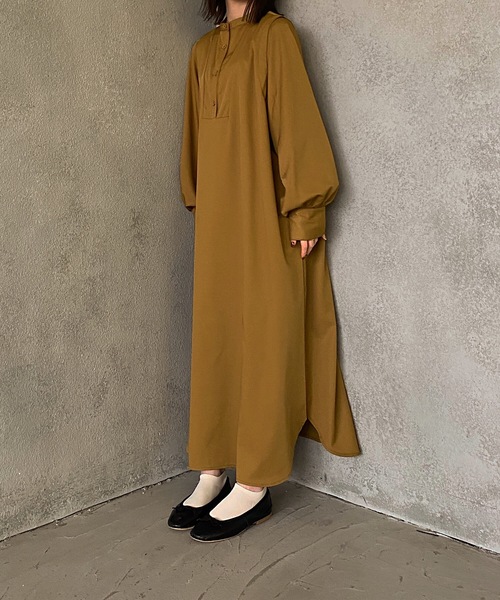 hinari（ヒナリ）の「ボリュームスリーブワンピース（ワンピース・レディース・ブラック/アイボリー/マスタード・FREE）」の6枚目の写真