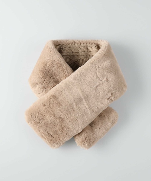 Right-on（ライトオン）の「ニット切り替ティペット（ネックウォーマー/スヌード・レディース・ベージュ/ダークグレー・ONE SIZE）」の7枚目の写真