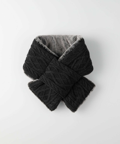 Right-on（ライトオン）の「ニット切り替ティペット（ネックウォーマー/スヌード・レディース・ベージュ/ダークグレー・ONE SIZE）」の4枚目の写真