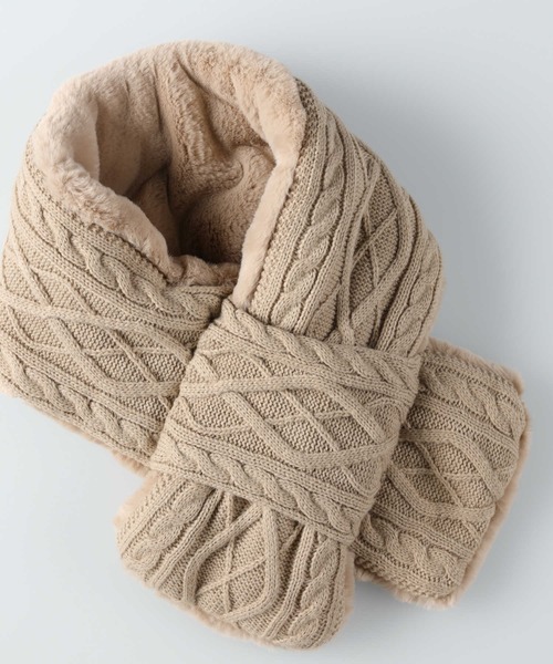 Right-on（ライトオン）の「ニット切り替ティペット（ネックウォーマー/スヌード・レディース・ベージュ/ダークグレー・ONE SIZE）」の15枚目の写真