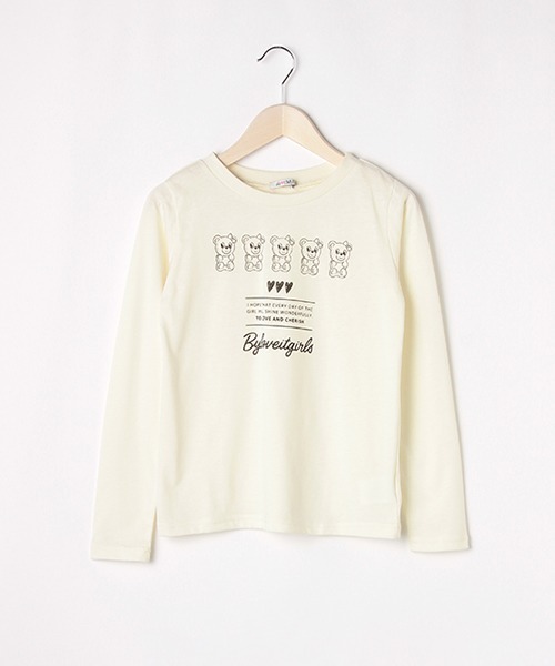 by LOVEiT（バイラビット）の「グミラビコ長袖Tシャツ【PTPR】【くま柄】（Tシャツ/カットソー・キッズ・ブラック/オフホワイト/ラベンダー/ピンク・140cm/120cm/160cm/150cm/130cm）」の2枚目の写真