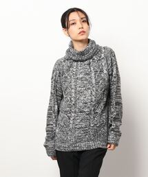 【Bl】【Bling leads】５ゲージケーブル編み　タートルネックニット