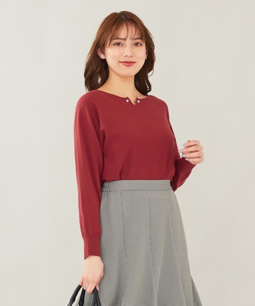 ANY SIS(エニィスィス)の「【洗える】フェイクパールドルマン ニット(ニット/セーター・レディース・ブラック系/ベージュ系/ワイン系・0)」の1枚目の写真