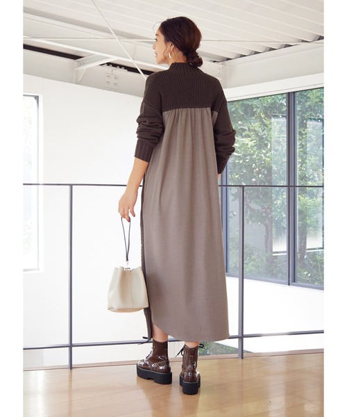 STYLE DELI（スタイルデリ）の「背面切替ケーブル編みニットワンピースB（ワンピース・レディース・グレー/ブラウン系・01/02）」の20枚目の写真
