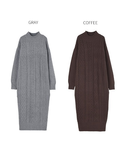 STYLE DELI（スタイルデリ）の「背面切替ケーブル編みニットワンピースB（ワンピース・レディース・グレー/ブラウン系・01/02）」の17枚目の写真