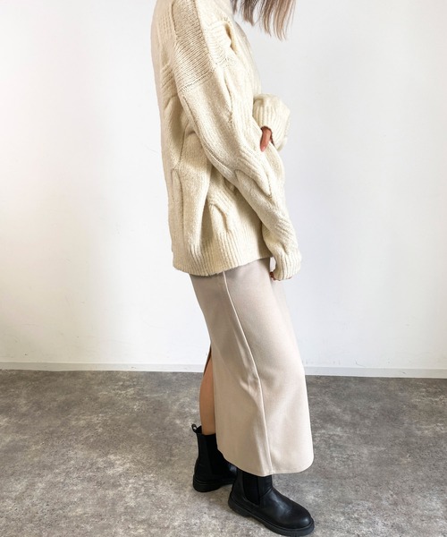 MLI'A（エムリア）の「BIGケーブルフワフワニット（ニット/セーター・レディース・サックスブルー/ピンク/ライトグリーン/アイボリー・M）」の5枚目の写真