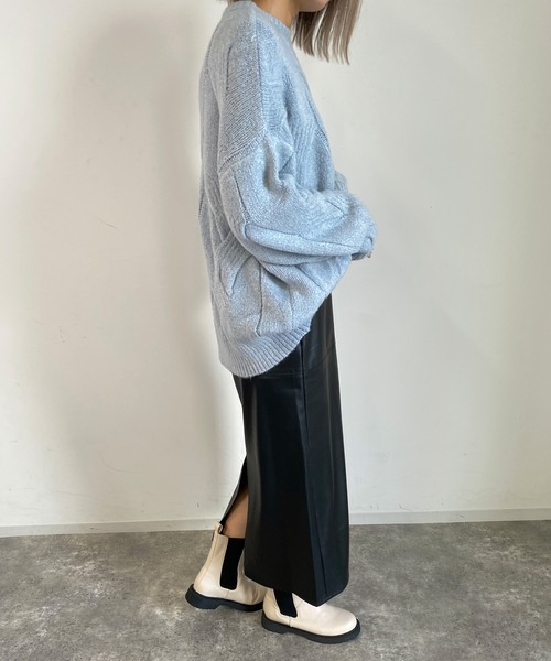 MLI'A（エムリア）の「BIGケーブルフワフワニット（ニット/セーター・レディース・サックスブルー/ピンク/ライトグリーン/アイボリー・M）」の14枚目の写真