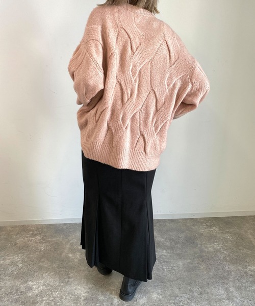 MLI'A（エムリア）の「BIGケーブルフワフワニット（ニット/セーター・レディース・サックスブルー/ピンク/ライトグリーン/アイボリー・M）」の15枚目の写真