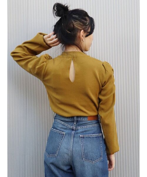 EVRIS(エヴリス)の「ショルダーギャザーボトルネックニットトップス(ニット/セーター・レディース・ブラック/パープル/アイボリー/マスタード・FREE)」の21枚目の写真