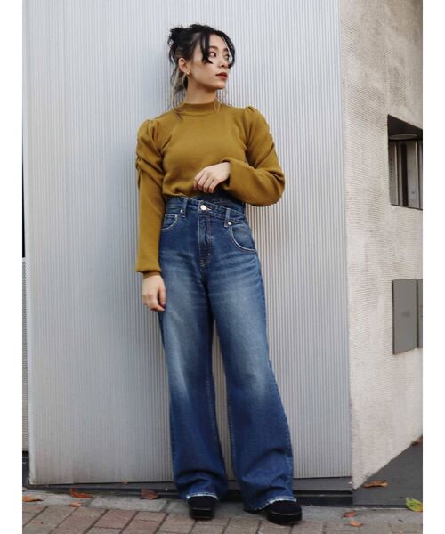 EVRIS(エヴリス)の「ショルダーギャザーボトルネックニットトップス(ニット/セーター・レディース・ブラック/パープル/アイボリー/マスタード・FREE)」の22枚目の写真