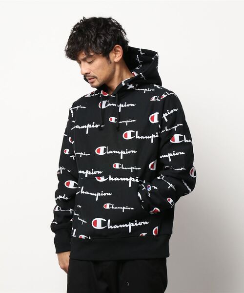 Champion(チャンピオン)の「《Champion》REVERSE WEAVE P/O HOOD ALL OVER PRINT(パーカー・メンズ・ブラック/グレー・SMALL/MEDIUM/LARGE)」の2枚目の写真