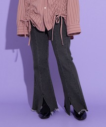 PUNYUS | フロントスリットデニムフレアパンツ(デニムパンツ)