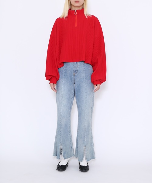 PUNYUS(プニュズ)の「フロントスリットデニムフレアパンツ(デニムパンツ・レディース・ブラック/インディゴブルー/ブルー系その他/ライトインディゴブルー・1/2/4/3)」の20枚目の写真