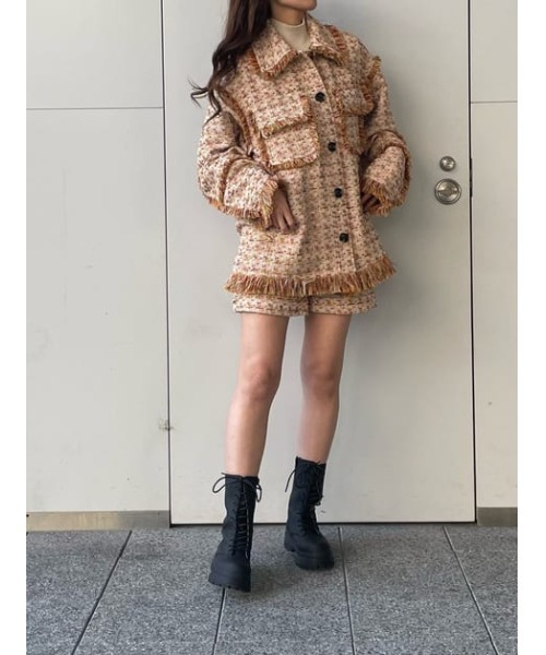 SLY（スライ）の「COLOR TWEED S/PT カラー ツイード ショートパンツ（スラックス・レディース・オレンジ系その他/ブラック・1/2）」の20枚目の写真