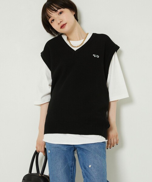 FREAK'S STORE（フリークスストア）の「TOWN CRAFT × FREAK'S STORE/タウンクラフト theFOXベスト/ザ フォックスニットベスト（ベスト・レディース・ブラック/レッド/オフホワイト/グリーン・ﾌﾘ-）」の13枚目の写真