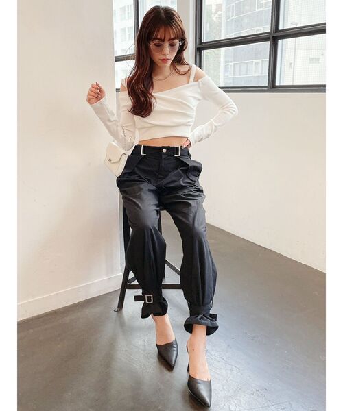 GYDA（ジェイダ）の「2WAYカシュクールデザインオフショルTOPS（Tシャツ/カットソー・レディース・ブラック/オフホワイト/シャーベット・FREE）」の11枚目の写真