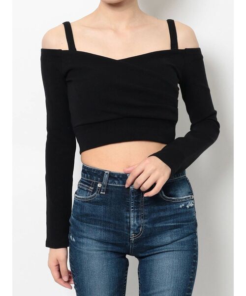 GYDA（ジェイダ）の「2WAYカシュクールデザインオフショルTOPS（Tシャツ/カットソー・レディース・ブラック/オフホワイト/シャーベット・FREE）」の9枚目の写真