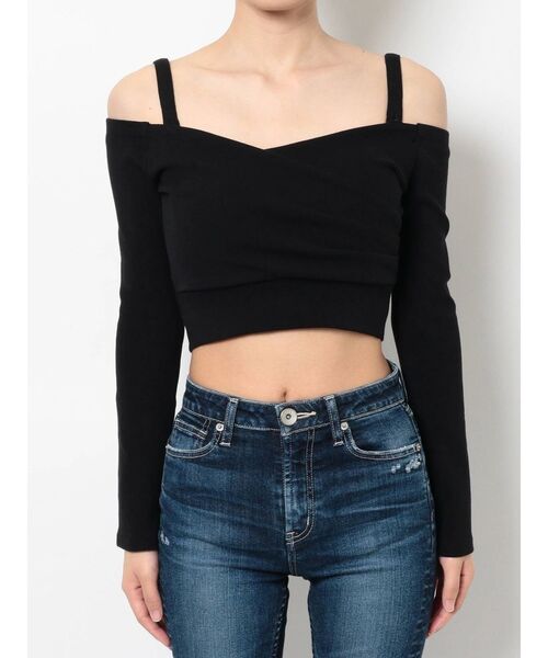 GYDA（ジェイダ）の「2WAYカシュクールデザインオフショルTOPS（Tシャツ/カットソー・レディース・ブラック/オフホワイト/シャーベット・FREE）」の6枚目の写真