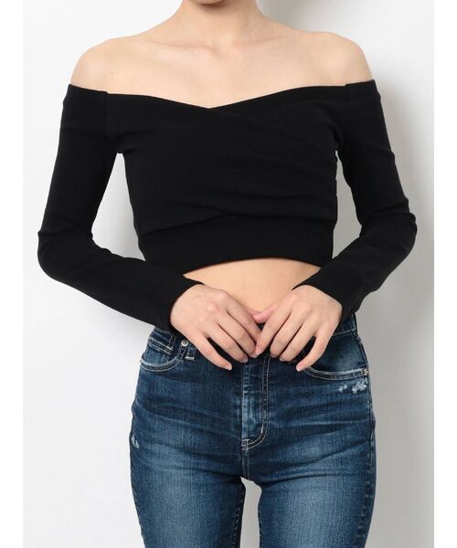 GYDA（ジェイダ）の「2WAYカシュクールデザインオフショルTOPS（Tシャツ/カットソー・レディース・ブラック/オフホワイト/シャーベット・FREE）」の13枚目の写真