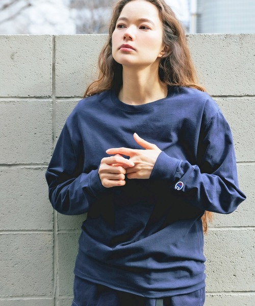 「ChampionAuthenticT-SHIRTS」レディースチャンピオンスーパーオーバーサイズコットンL/STシャツ