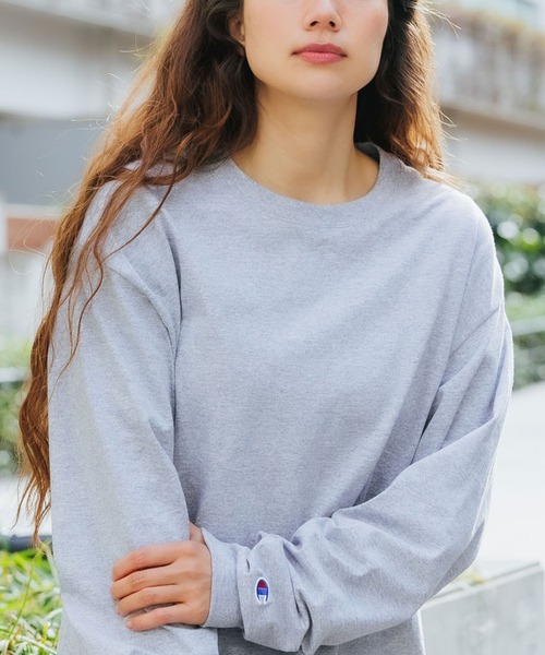 「ChampionAuthenticT-SHIRTS」レディースチャンピオンスーパーオーバーサイズコットンL/STシャツ