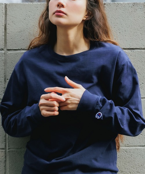 「ChampionAuthenticT-SHIRTS」レディースチャンピオンスーパーオーバーサイズコットンL/STシャツ