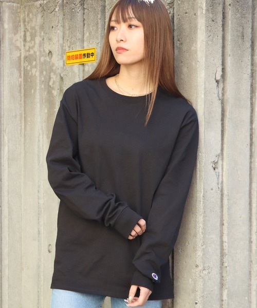 「ChampionAuthenticT-SHIRTS」レディースチャンピオンスーパーオーバーサイズコットンL/STシャツ