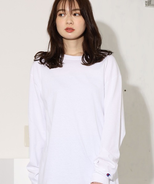 「ChampionAuthenticT-SHIRTS」レディースチャンピオンスーパーオーバーサイズコットンL/STシャツ