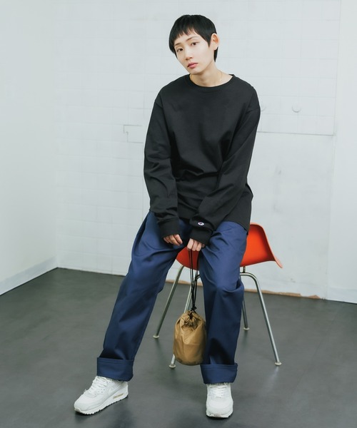 「ChampionAuthenticT-SHIRTS」レディースチャンピオンスーパーオーバーサイズコットンL/STシャツ