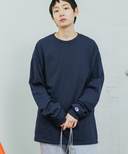 「ChampionAuthenticT-SHIRTS」レディースチャンピオンスーパーオーバーサイズコットンL/STシャツ