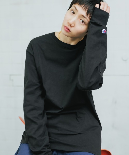 「ChampionAuthenticT-SHIRTS」レディースチャンピオンスーパーオーバーサイズコットンL/STシャツ