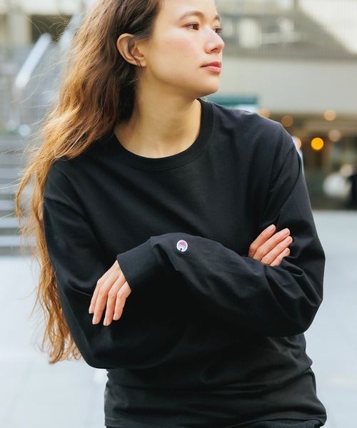 「ChampionAuthenticT-SHIRTS」レディースチャンピオンスーパーオーバーサイズコットンL/STシャツ