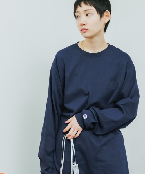 「ChampionAuthenticT-SHIRTS」レディースチャンピオンスーパーオーバーサイズコットンL/STシャツ