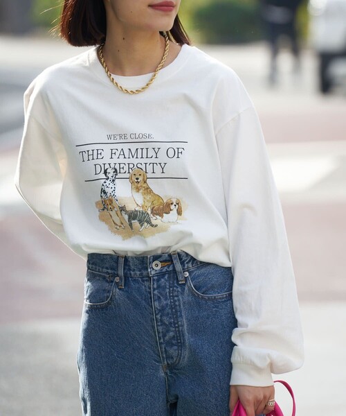 Firsthand(ファーストハンド)の「Firsthand/ファーストハンド USAコットン アニマル ロングスリーブTシャツ(Tシャツ/カットソー・レディース・ブラウン/オフホワイト/その他/ブラック・ONE SIZE)」の4枚目の写真