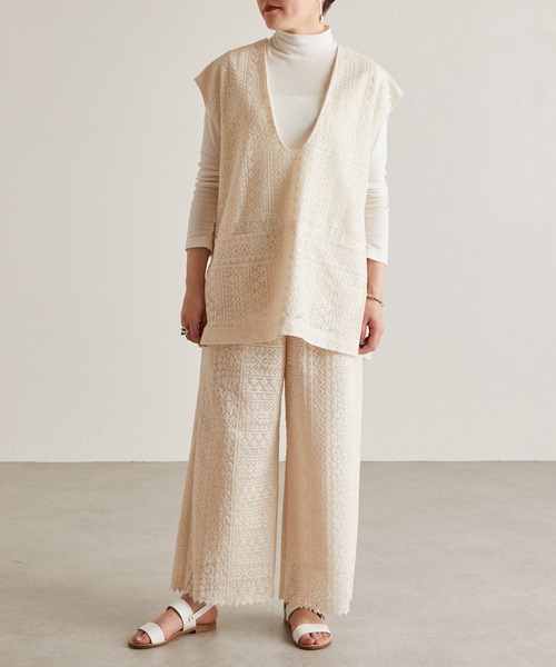 BEARDSLEY（ビアズリー）の「レースプルオーバーベスト（シャツ/ブラウス・レディース・アイボリー/グレー・FREE）」の5枚目の写真