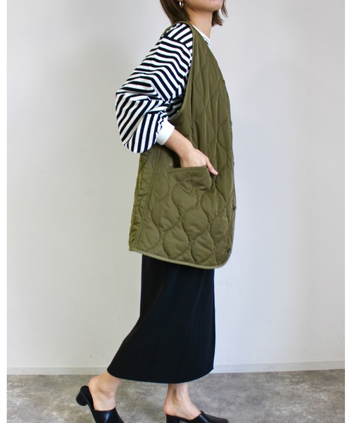 MLI'A（エムリア）の「ボーダーロングTシャツ（Tシャツ/カットソー・レディース・ホワイト×ブラック/ホワイト×グリーン/ホワイト×ネイビー/ホワイト系/ホワイト系6/グリーン・M）」の20枚目の写真