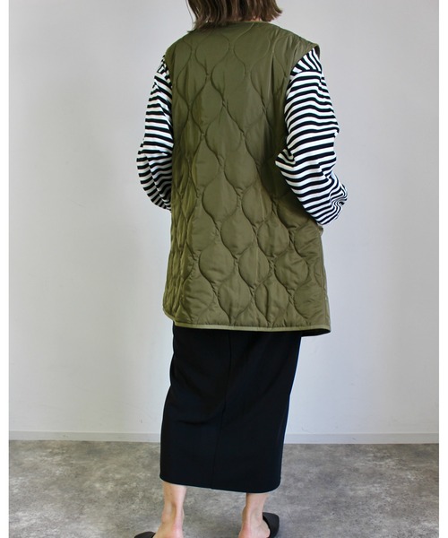 MLI'A（エムリア）の「ボーダーロングTシャツ（Tシャツ/カットソー・レディース・ホワイト×ブラック/ホワイト×グリーン/ホワイト×ネイビー/ホワイト系/ホワイト系6/グリーン・M）」の22枚目の写真