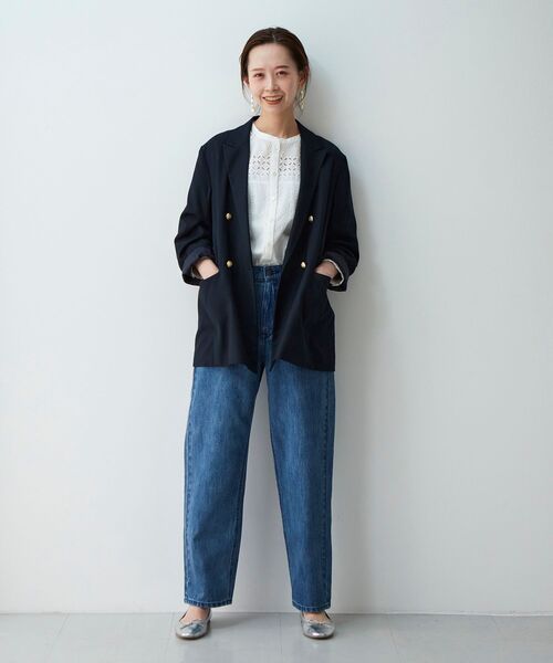 le.coeur blanc(ルクールブラン)の「ピークドカラーダブルブレストジャケット(テーラードジャケット・レディース・グレイッシュベージュ/ネイビー・38)」の12枚目の写真