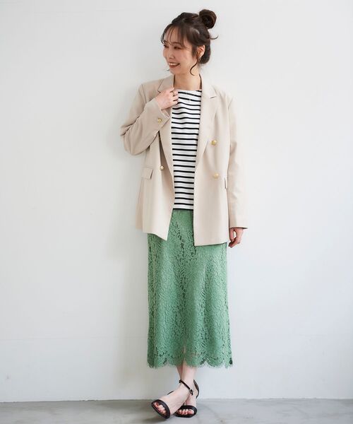 le.coeur blanc(ルクールブラン)の「ピークドカラーダブルブレストジャケット(テーラードジャケット・レディース・グレイッシュベージュ/ネイビー・38)」の19枚目の写真