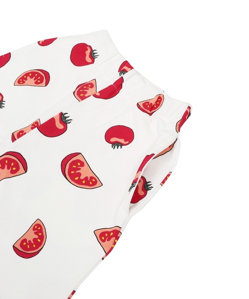 PUNYUS(プニュズ)の「フード総柄スウェットショーパン(TOMATO・KIWI・RENNYU)(スウェットパンツ・レディース・レッド/ブルー/グリーン・1/2/4/3)」の4枚目の写真