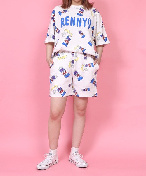 PUNYUS(プニュズ)の「フード総柄スウェットショーパン(TOMATO・KIWI・RENNYU)(スウェットパンツ・レディース・レッド/ブルー/グリーン・1/2/4/3)」の15枚目の写真