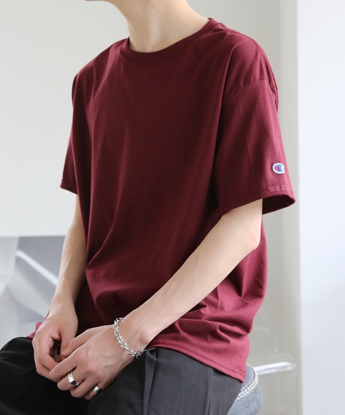 Champion(チャンピオン)の「Champion/チャンピオン 無地 ベーシック ビックシルエット Tシャツ(Tシャツ/カットソー・メンズ・ホワイト/チャコールグレー/ブラック/ダークグリーン/ネイビー/ヘザーグレー/マルーン・S/M/L/XL/XXL)」の7枚目の写真