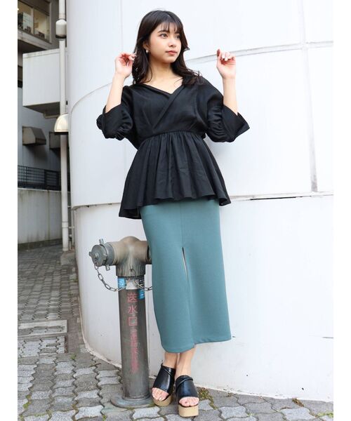 MURUA(ムルーア)の「シアーカシュクールシャツ(シャツ/ブラウス・レディース・ホワイト/ダークグレー/ブラック・FREE)」の16枚目の写真