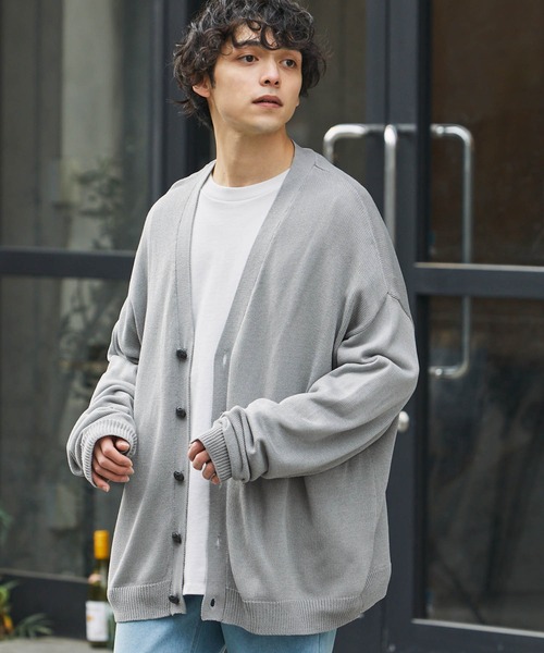 MONO-MART(モノマート)の「ソフトタッチボリュームニットルーズビッグシルエットカーディガン(カーディガン/ボレロ・メンズ・チャコールグレー/ライトグレー/ブラック/ブルー/モカ/グレイッシュブルー/ピンク系/マスタード/オリーブ・M/L)」の4枚目の写真