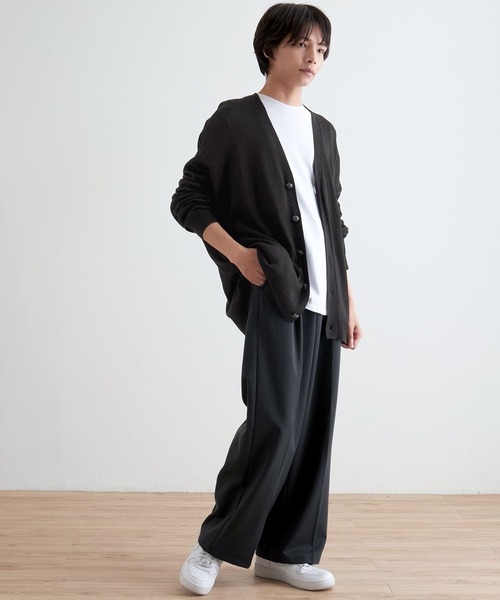 MONO-MART(モノマート)の「ソフトタッチボリュームニットルーズビッグシルエットカーディガン(カーディガン/ボレロ・メンズ・チャコールグレー/ライトグレー/ブラック/ブルー/モカ/グレイッシュブルー/ピンク系/マスタード/オリーブ・M/L)」の14枚目の写真