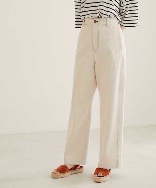 SALON adam et rope'（サロン アダム エ ロペ）の「【サステナブル】【セットアップ対応】ハイウエストリサイクルデニムパンツ（デニムパンツ・レディース・グレー/オフホワイト・S/M）」の2枚目の写真