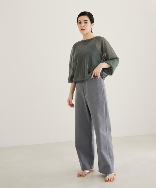 SALON adam et rope'（サロン アダム エ ロペ）の「【サステナブル】【セットアップ対応】ハイウエストリサイクルデニムパンツ（デニムパンツ・レディース・グレー/オフホワイト・S/M）」の3枚目の写真