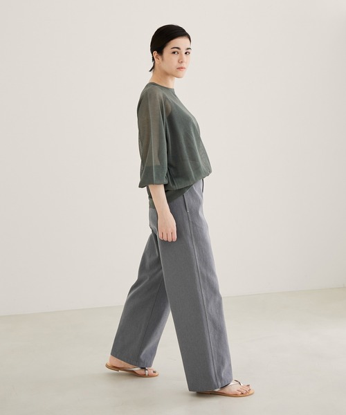 SALON adam et rope'（サロン アダム エ ロペ）の「【サステナブル】【セットアップ対応】ハイウエストリサイクルデニムパンツ（デニムパンツ・レディース・グレー/オフホワイト・S/M）」の4枚目の写真